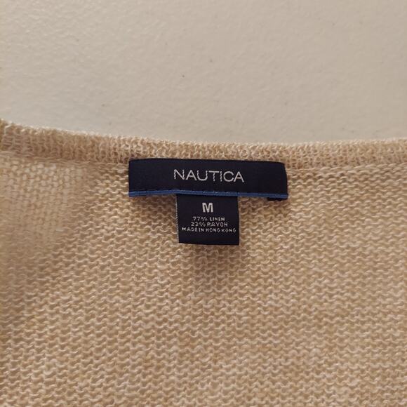 Nautica Cardigan Set Medium Linen Blend Open Crochet Boho Beach Cottage - Picture 4 of 12